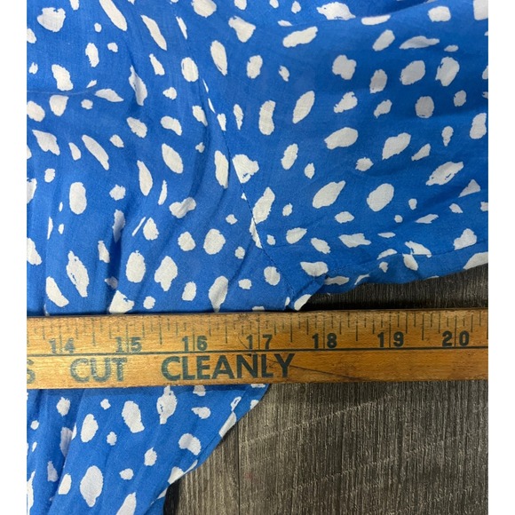 Zara Dress Womens XXL Blue White Printed Maxi Shirt Button Front Belted - Picture 5 of 13